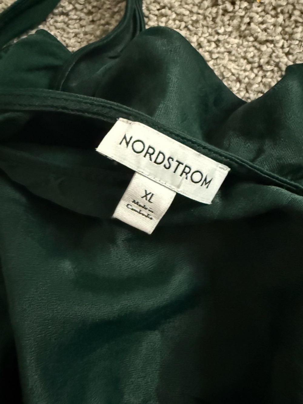 Nordstrom Forest Green V-Neck Camisole - Picture 2 of 7